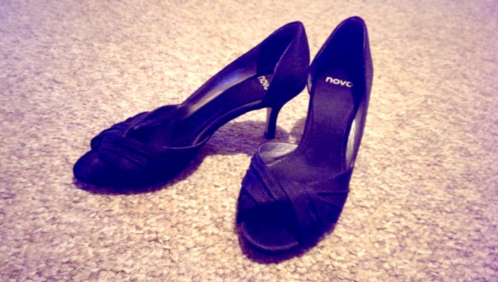 black open toe high heels
