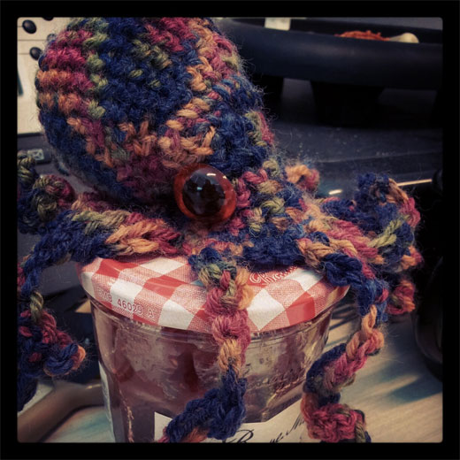 Multicolour wool crochet octopus amigurumi, c. 2012