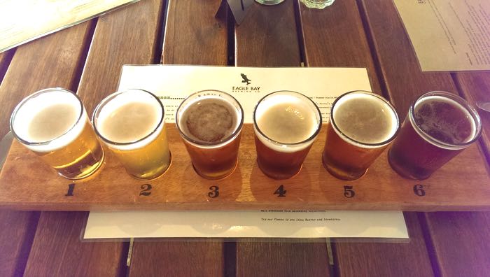 sampler at Eagle Bay Brewery