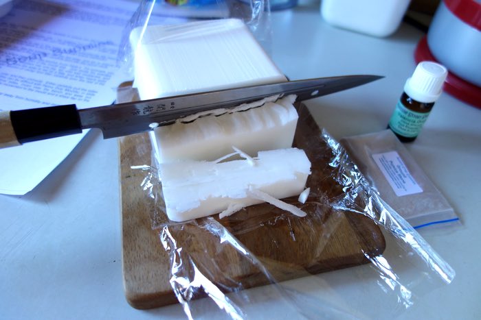 cutting pre-made melt-and-pour soap