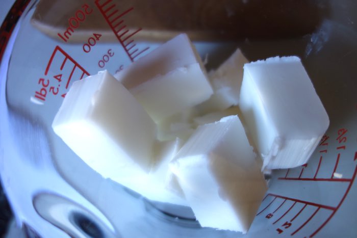 soap chunks in a microwaveable container